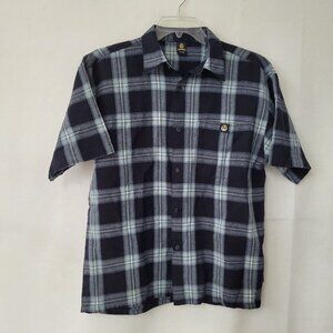 Lowrider Vintage Shirt‎ Mens M Blue Plaid Woven Workwear Short Sleeve Button Up